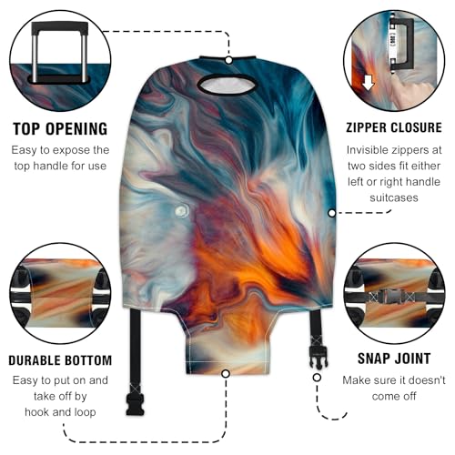 Travel Luggage Cover Suitcase Protector Scratch-Resistant Fit Not Included Suitcase Abstract Painting Blue Orange White Colors XL-30-32in3