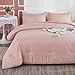 Litanika Pink Comforter Set Full Size for Girls, 3 Pieces Blush Women Plain Bedding Comforter Set, All Season Bed Set (79x90In Comforter & 2 Pillowcases)
