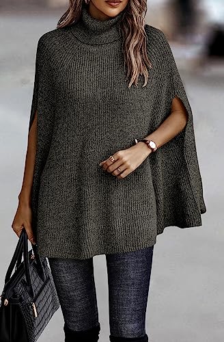 KIRUNDO Womens Turtleneck Chunky Poncho Sweater - image 2