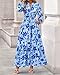 BTFBM Women Boho Maxi Dress Fall Fashion 2026 Floral Long Sleeve V Neck Button Pockets Flowy Vacation Wedding Dresses(Floral Light Blue Blue, Large)