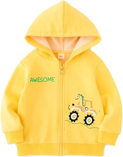 Bold N Elegant Kids Winter Warm Fleece Awesome Dinosaur Print Front Open Zipper Hoodie Sweatshirt for Infant Toddler Baby ...