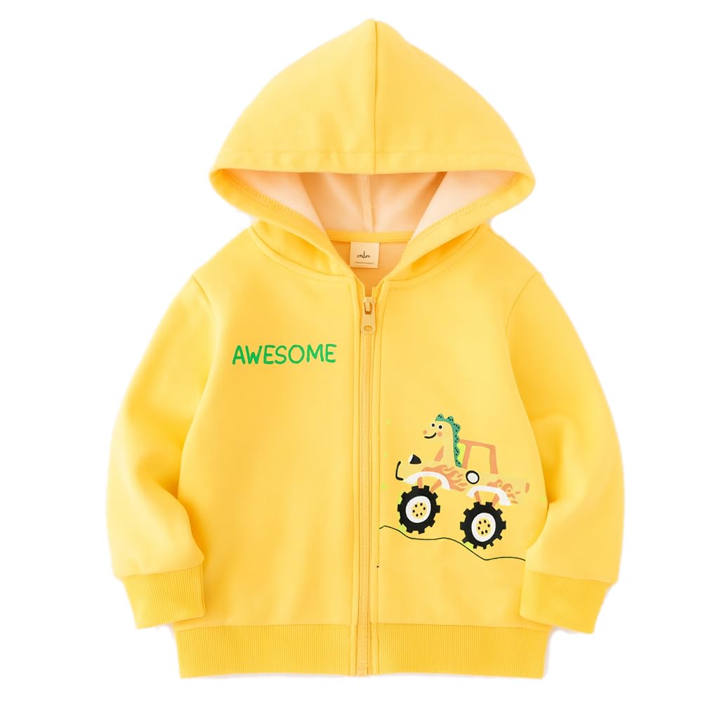 Kids Winter Warm Fleece Awesome Dinosaur Print Front Open Zipper Hoodie Sweatshirt for Infant Toddler Baby Boys & Girls-image-3