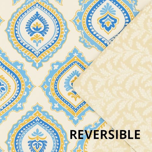Image of Signature Reversible Super Soft Double Bed Comforter /Quilt Set 350 GSM - 88x90 inches | King Size Fitted Elastic Bed Sheet with 2 Pillow Covers | All-Season Ultra Cozy Bedding Set (Azure Royal)