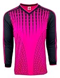 Men's Goalkeeper Soccer Jersey, Padded Goalie Shirt with Sponge Protector (Pink/Black, X-Large)
