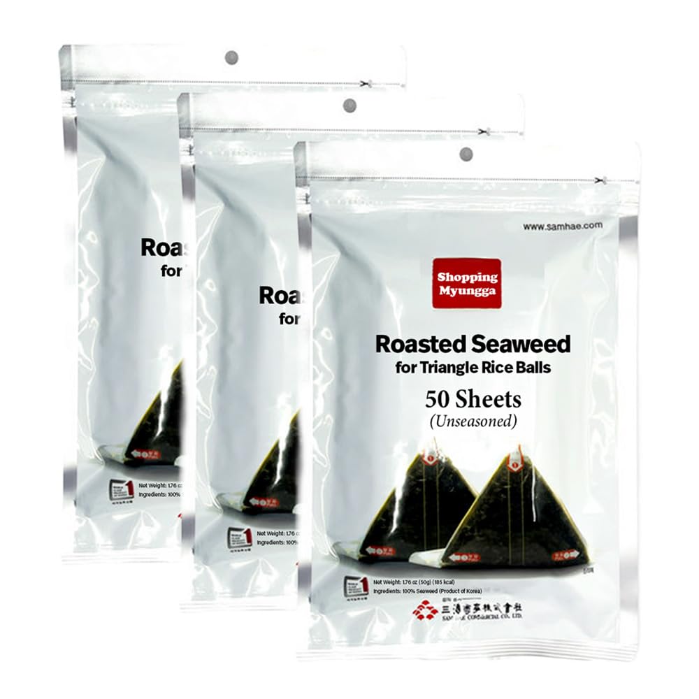 KOREAC_Myungga [50 * 3 Total 150 sheet] Seaweed Wrappers for Triangular Onigiri Rice Ball