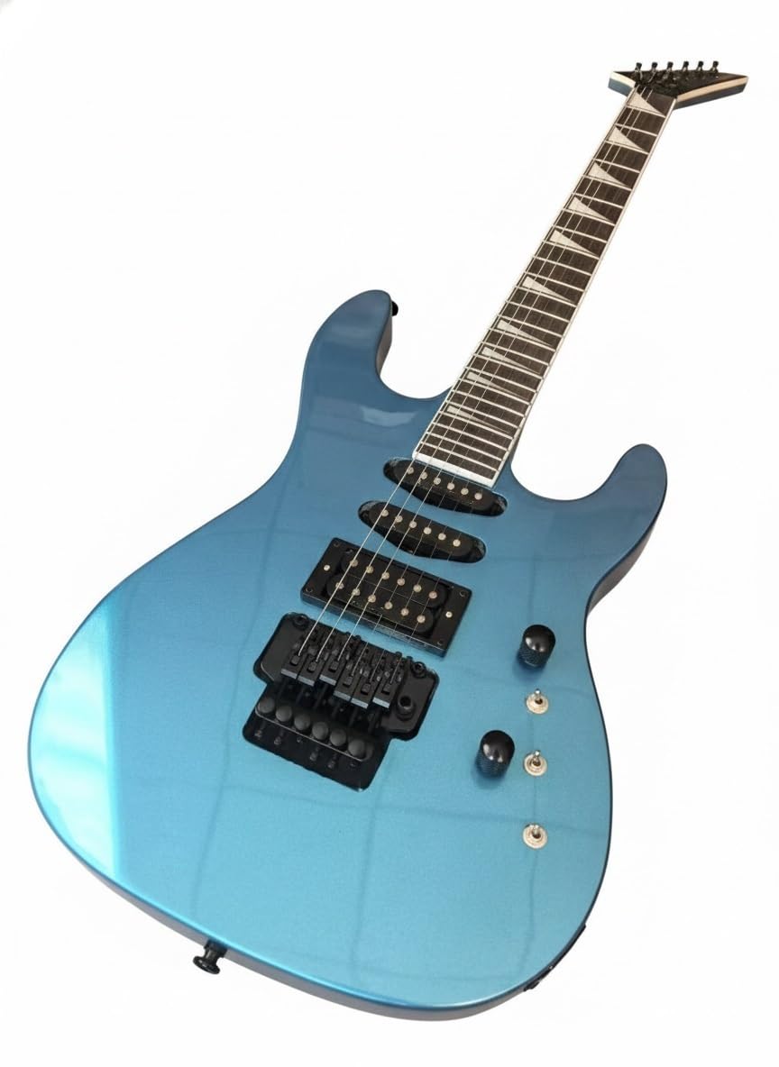 Gitara elektryczna z gryfem wpuszczanym - 6-strunowa, solidna, podwójnymi przetwornikami humbucker o wysokim połysku(Blue)