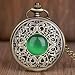 QHYTL Orologio da Taschino Orologio da Taschino in Vetro con Pietra Verde Bronzo retrò con Pendente, Catena, Movimento al Quarzo, Orologi da Uomo