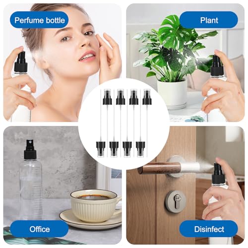 Matwsec 8 PCS Spray Bottle Nozzle Replacement, Spray Bottle Tops, Fine Mist Nozzle Sprayer Caps, Sprayer Pump Replacement with with 6.5in Plastic Dip Tube for Cleaning Solutions Perfumes Black