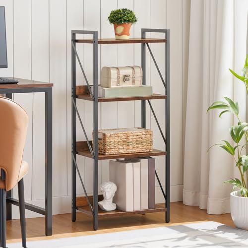 HOOBRO Bücherregal, Standregal, Leiterregal, Freistehendes Schmales Regal, Büroregal 4 Ebenen, Offene Ablagen, für Wohnzimmer… – Ansicht 7