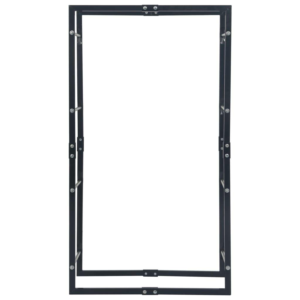 Mangloder Brennholzregal Schwarz aus Stahl 80 x 25 x 150 cm, Feuerholz Regal mit Stapelhilfe für Kamin, Ofen, Feuerstelle, indoor outdoor Aufbewahrung und Ordnung