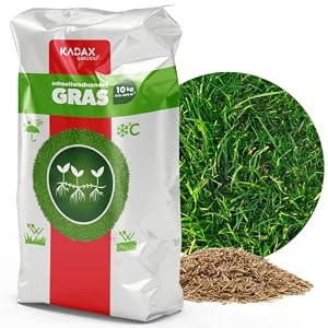 KADAX Rasensamen, 300-400 m², Grassamen, schnellwachsendes Gras, Rasenpellets, schnellkeimender Rasensamen, Rasensaat, Grassaat resistent gegen Frost, Rasen (10 kg)