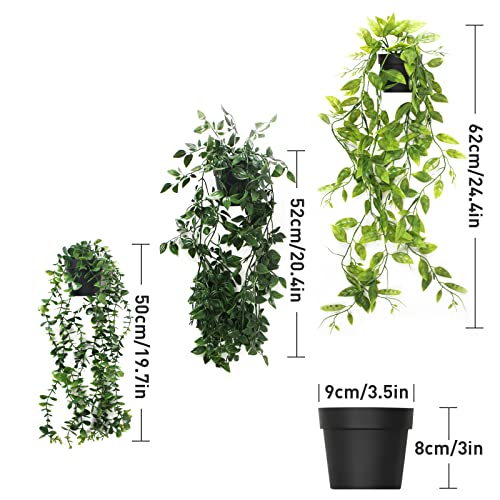 INSANYJ Artificial Plants Indoor Outdoor, 3 Packs Fake Plants, Artificial Hanging Plants Fake Ivy With Pots Home Decor for Wedding, Party, Home Garden Bathroom Wall Decoration - Image 3