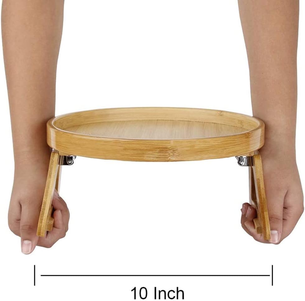 Couch Arm Table Tray, Wooden Foldable Sofa Arm Tray Clip Table for Eating Drink Snack (25 cm)