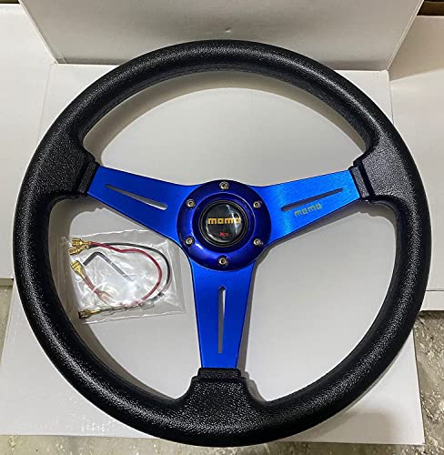 Image of AUTO MT - MOMO 13INCH 3RStyle Universal Steering Wheel for Sports Car Look Rally Race Off Road with BOSS KIT HUB Free (MOMO 13INCH BLUE3R Steering Wheel with BOSS KIT HUB)