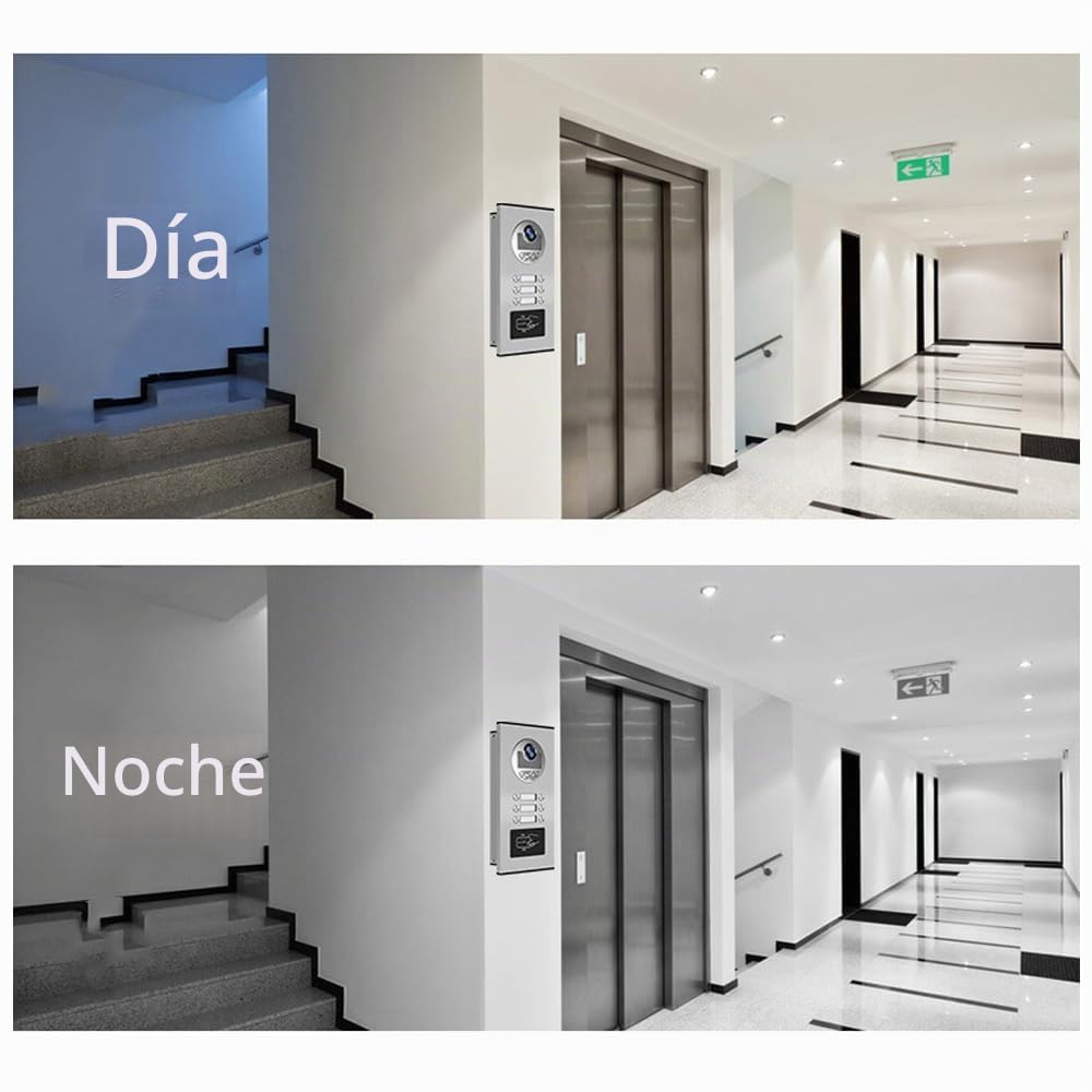 Sistema de intercomunicación de vídeo con cable para apartamentos, 6 unidades de sistema de intercomunicación de vídeo con monitor de 7 pulgadas, timbre de vídeo para interior y exterior, desbloqueo