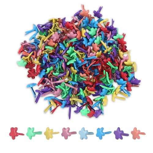 Yylaiire 200 Stück Mini Blumen Brads,Musterbeutelklammern,8MM Musterklammern Metall Bunte Brads,Brads PapierverschlüSse für Scrapbooking,Briefklammern Basteln Handwerk DIY Kunsthandwerk