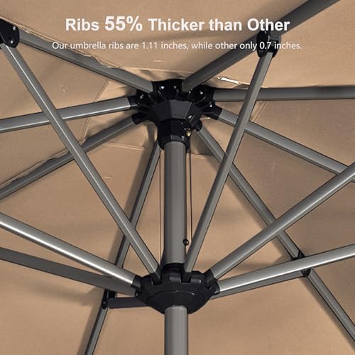 Image of PURPLE LEAF Patio Umbrella 9' x 11' Rectangle Tilt Sturdy Aluminum Taupe