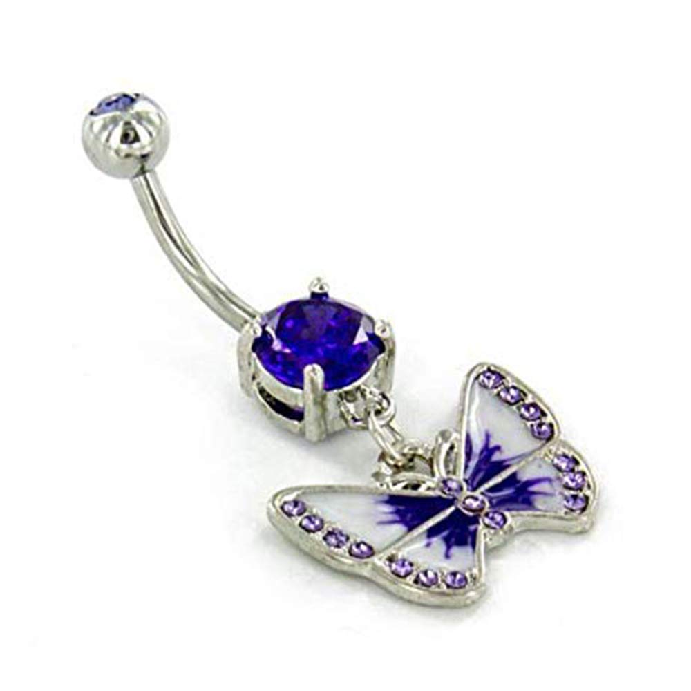 Buy Belly Button Charm Crystal Butterfly Stainless Steel Navel Jewelry