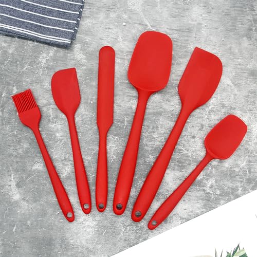 Soulnioi Silicone Spatulas Spoons Set in 6,Silicone Kitchen Utensils,Rubber Spatula Heat Resistant for Cooking,Baking and Mixing Red - Image 2