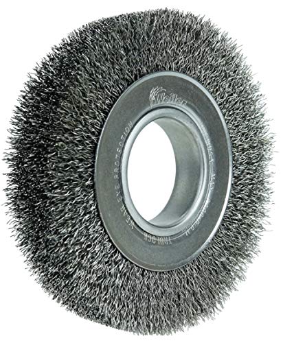 Image of Weiler 03060 6 inch Wide Face Crimped Wire Wheel, .0118 inch Steel Fill, 2 inch Arbor Hole, Made in The USA
