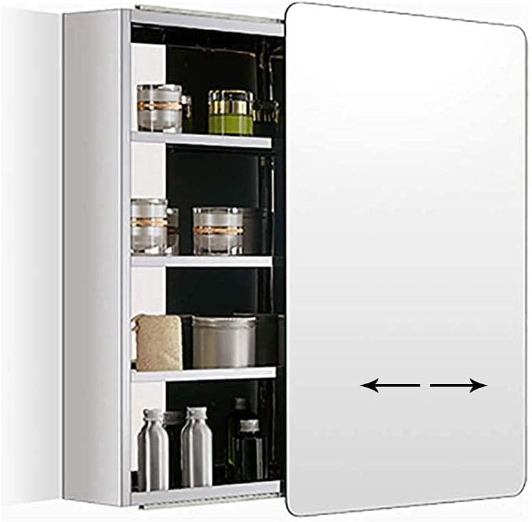 LED Push-Pull Design Bathroom Mirror Cabinet Stainless Steel Wall Mounted Storage Cabinet