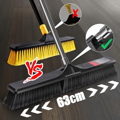 Push Broom Outdoor Heavy Duty,Masthome 24" Push Broom with Stiff Bristles,Heavy Duty Garden Broom,Outdoor Stiff Sweeping Broom for Garage Yard Patio Deck Concrete Wood Stone Floors Scrub and Cleaning - Thumbnail 4