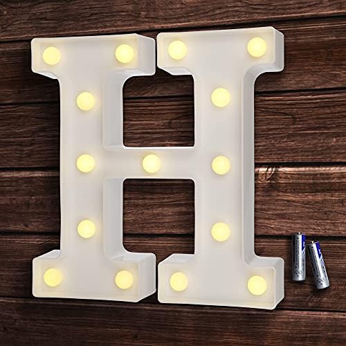 bemece LED Alphabet Letter Lights, Decorative Warm Plastic Light up Letters - Letter M