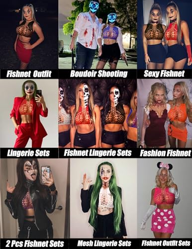 Image of Avidlove Womens Fishnet Lingerie for Women Sexy Two Piece Lingerie Set Stripper Outfit