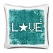 MERCHANDMANIA COJIN Love Turquesa Mensaje de Amor Frase Palabra hogar Comodo cussion. Diseño de KUKYS de Carmen Ubago