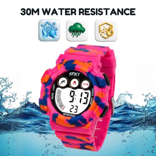 Image of SPIKY Round Digital Sports Watch for Kids | Military, Camouflage Design | Multifunctional & Luminous Display | 30M Water Resistant | Best Birthday Gift Wrist Watches for Boys & Girls | Age 2-12 Years