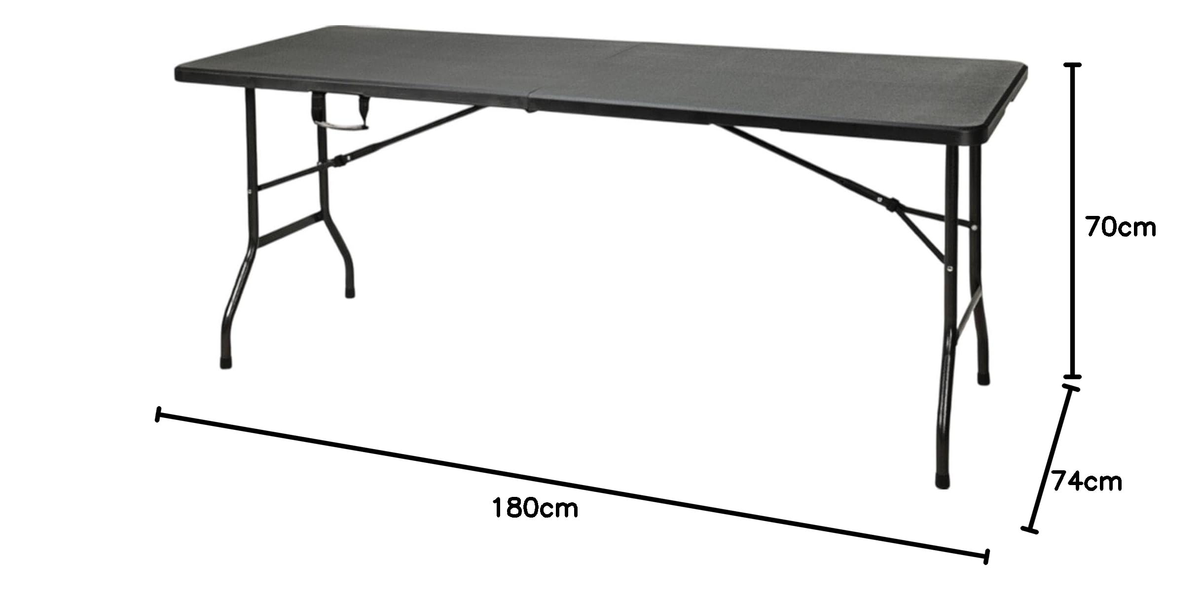 Well Home Mesa Plegable Negra con Mecanismo de Bloqueo Automático 180x70x74cm