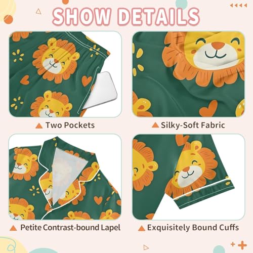 Happy Lion Love Heart Pajamas Set Soft Pjs Sets 2 Piece Short Sleeve Sleepwear Casual Loungewear3