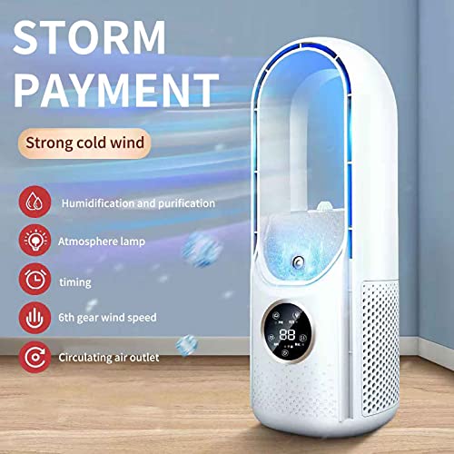 Portable Air Conditioner Cooler, Personal Air Conditioner Fan With Timing Function, Usb Leafless Fan Rechargebable Evaporative Air Cooler With Humidifier For Office Desktop, Camping Car (White) #TOP1