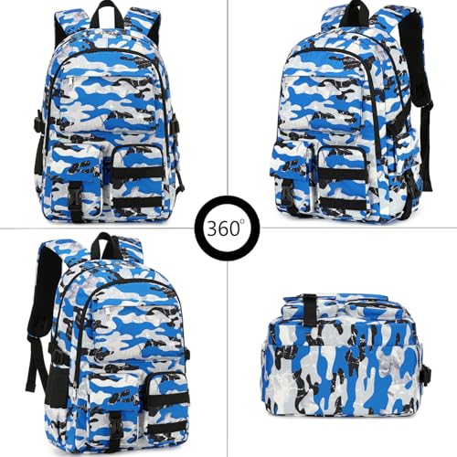 Camouflage Backpack for Boys Backpack for School Backpacks for Kids Boys Backpacks for Elementary Bookbag (Blue)4