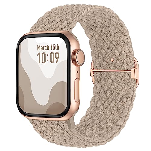 Suitisbest Nylon Armband Kompatibel mit Apple Watch 38mm 40mm 41mm 42mm 44mm 45mm 46mm 49mm, Rutschfestes Geflochtenes Elastisches Dehnbares Band für Apple Watch 10 9 8 SE 7 6 5 4 3 2 1