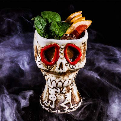 Mikamax Tiki Becher 4er Set - 14 Cm X 6,5 Cm Keramik-Cocktailgläser Für Tiki-Partys & Bar-Deko (Blau, Grün, Orange, Lila)