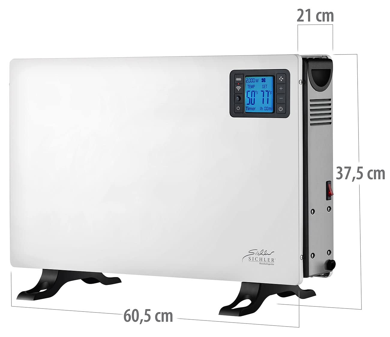 Sichler Haushaltsgeräte Elektrischer Heizkörper: WLAN-Konvektor-Heizung, 2.000 W, App, Sprachsteuerung, Fernbedienung (Elektro-Heizung, Konvektor mit Thermostat, Heiz)