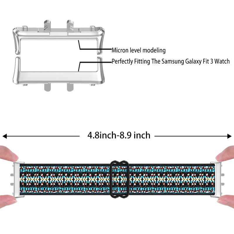 GTHY Compatible with Samsung Galaxy Fit 3 Nylon Elastic Bands,for Women Men,Stretchy Adjustable Breathable Fabric Sport Elastic Wristband for Samsung Galaxy Fit3 SM-R390