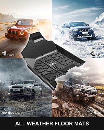 3W Floor Mats Compatible For 2013-2018 Dodge Ram 1500/2500/3500 Crew Cab, 2019-2022 Ram 1500 Classic Crew Cab Tpe All Weather Custom Fit Floor Liner For Dodge Ram,1St&2Nd Row Full Set Car Mats,Black #TOP4