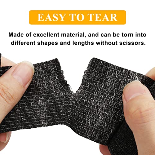 Tattoo Grip Tape - Ruicoo 4Pcs Tattoo Grip Wrap Cover Disposable Tape Self-Adhesive Bandage 2"X 5 Yards Black Tattoo Grip Tape For Tattoo Machine Grip Accessories, Tattoo Supplies #TOP4