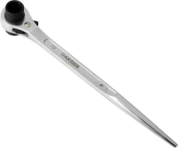 DAKCOS 19mm×22mm OR 3/4"×7/8" 12 Point Double Ended Socket Ratcheting Podger Scaffold Spud Wrench,Silver