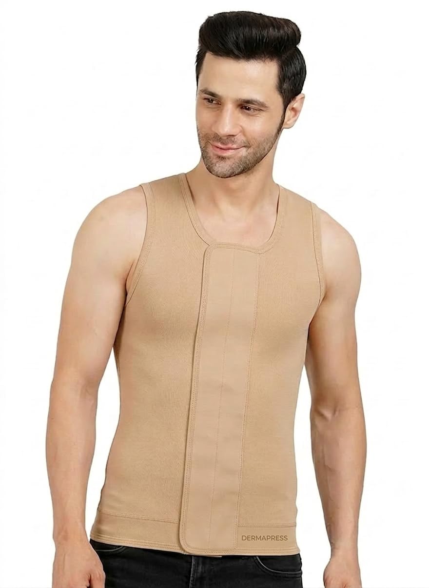 Gynecomastia Full Vest || HIGH COMPRESSION || Velcro Closure || Chest Shapewear || Comfortable for Men || Tomboy Chest Binder || Shapewear for Post-Surgery |-picture-47