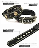 Hundehalsband Leder, 5 cm Breites Robustes Echtes Lederhalsband, Handgefertigt, Weich und Luxuriös, Auffällige Beste Wahl für Große und Mittelgroße Hunderassen, Gold-Schwarz M