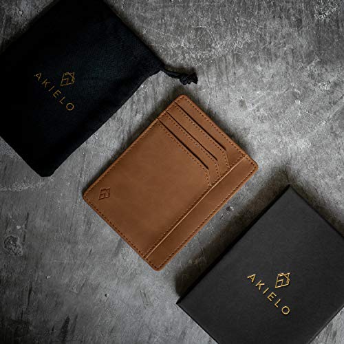 AKIELO-RFID-Blocking-Credit-Card-Holder-and-Gift-Box--Ultra-Slim-Wallet-for-Men--Minimalist-Card-Wallet-Bravo-Collection