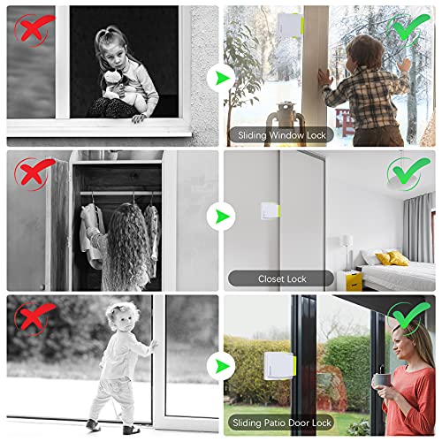 Sliding Glass Door Window Locks - 4 Pack Child Baby Proof Security Locks for Kids Safety Slide Closet Patio Doors, No Screws or Drills Needed - Thumbnail 3
