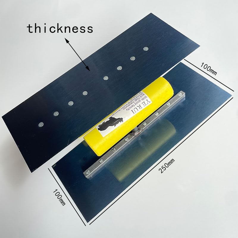 Trowels, wooden handle, 250mm in length and 100mm in width, Blue steel steel blade material