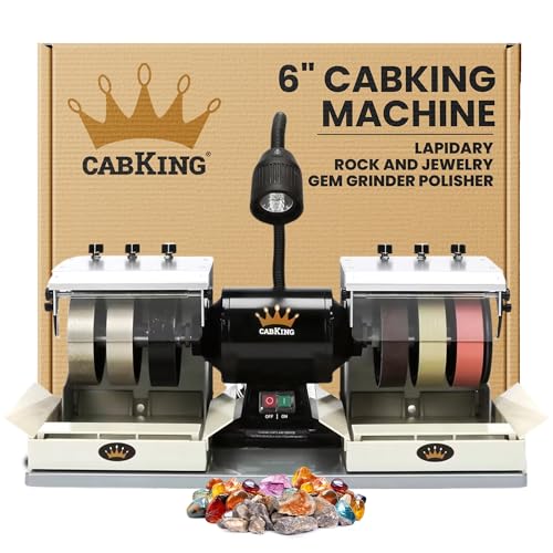 CabKing Cabbing Machine Lapidary Equipment - Gem Stone Grinder Jewelry Stone Polisher - Includes Diamond Wheels, LED Lamp, Water System, & Accessories - 6" Jewelry Polishing Machine - CABKING-6V3