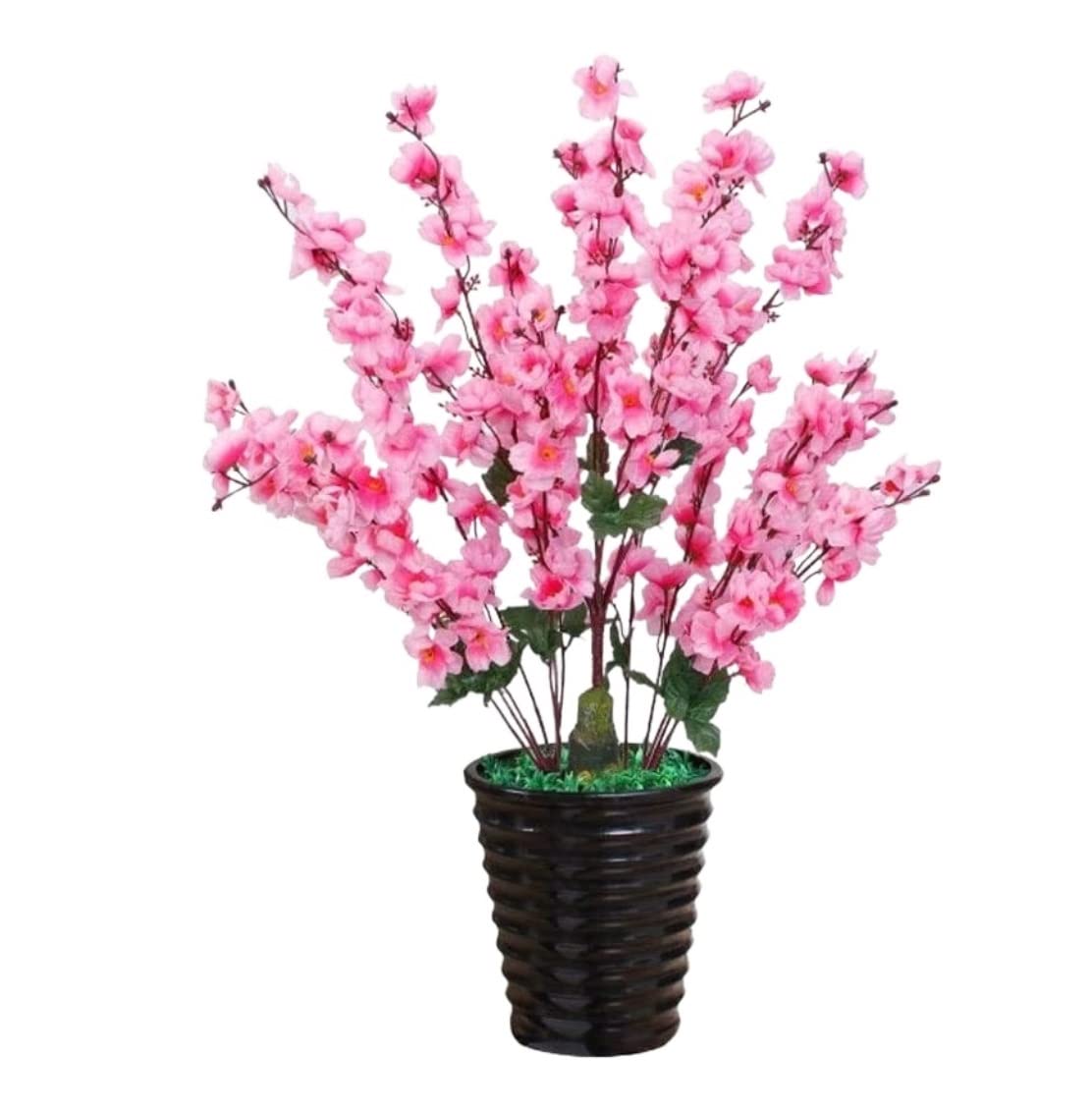 CVdrtyED Artificial Tree Plant Plastic Artificial Tree Plant Potted Peach Blossom Large Bonsai Decoration Indoor Living Room Fake Decor(70cm)