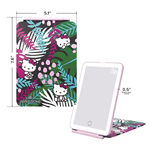 Impressions Vanity Hello Kitty Touch Pad Mini Tri-Tone Makeup Mirror With Animal Print Flip Cover And Led Strip, Travel Vanity Mirror With Touch Sensor Switch And Usb Extension (Animal Pink) #TOP1