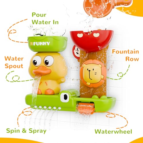 iPlay, iLearn Bath Toys for Toddlers 1-3, Baby Waterfall Bathtub Toy W/ Suction Cup, Kids Bath Tub Shower Playset, Infant Bathtime Fun Summer Pool Birthday Gift 18 24 Month, 2-4, 3-5 Year Old Girl Boy - Image 5